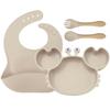 Crab-Themed Silicone Tableware Set: 9-Piece Baby Feeding Kit with Meal Plate, Bowl, Spoon, and Fork