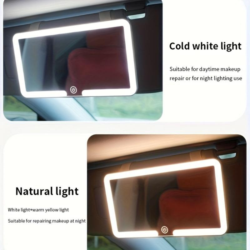 Specchietto Parasole Universale per Auto con Luci LED a 3 Temperature di Colore Controllo Tattile Regolabile Ricaricabile tramite USB C
