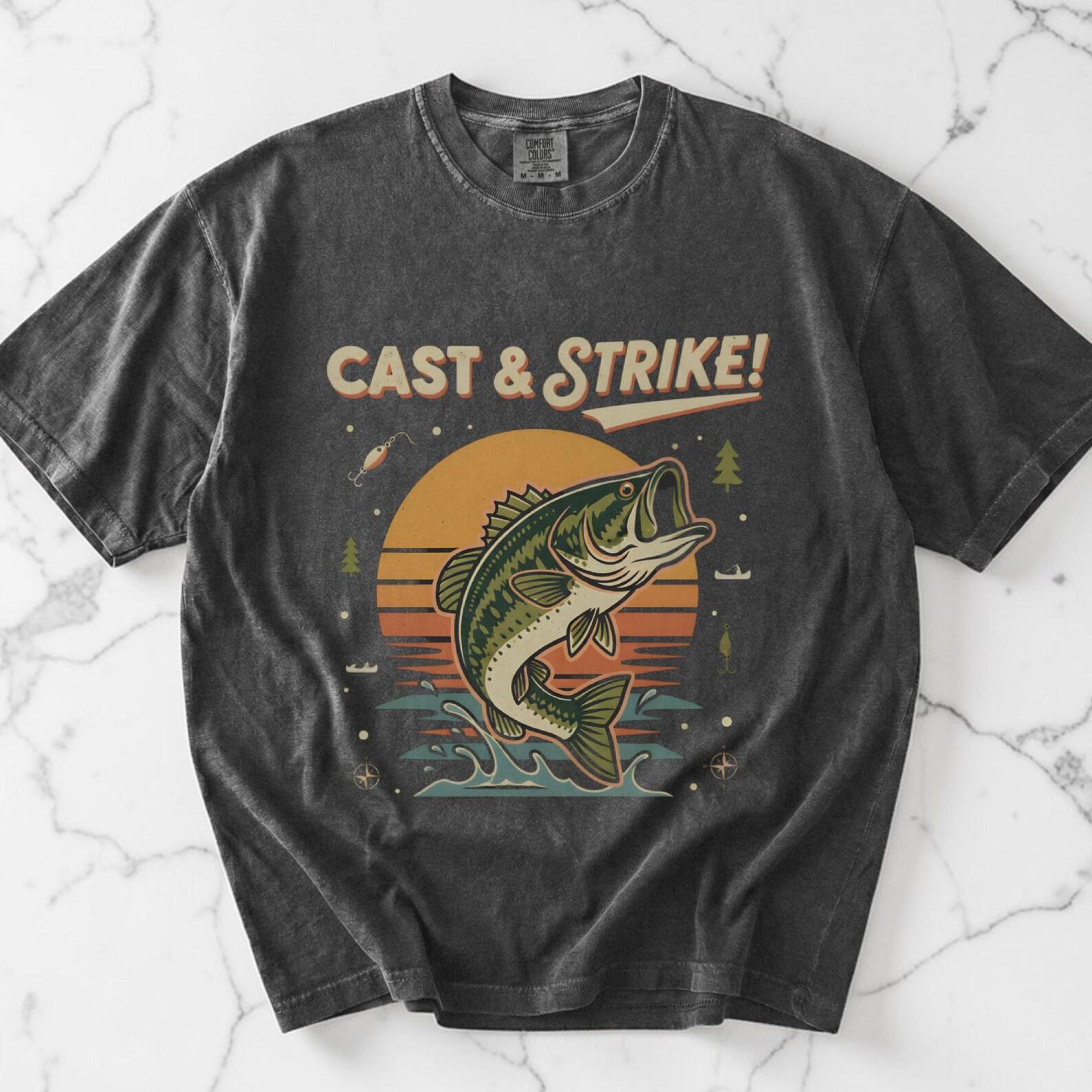 Cast and Strike Bass Fishing Shirt, Unisex Comfort Colors Tee, Largemouth Bass T shirt, Funny Fishing Gift, Gift for Dad, Vintage Fish Tee XL