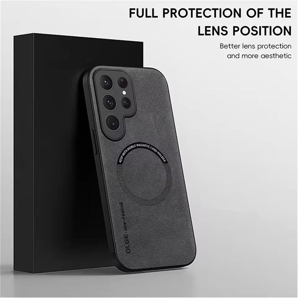 For Magsafe Luxury Leather Shockproof Case For Samsung Galaxy S25 S24 Ultra S23 S22 S21 Plus FE Wireless Charging Magnetic Cover