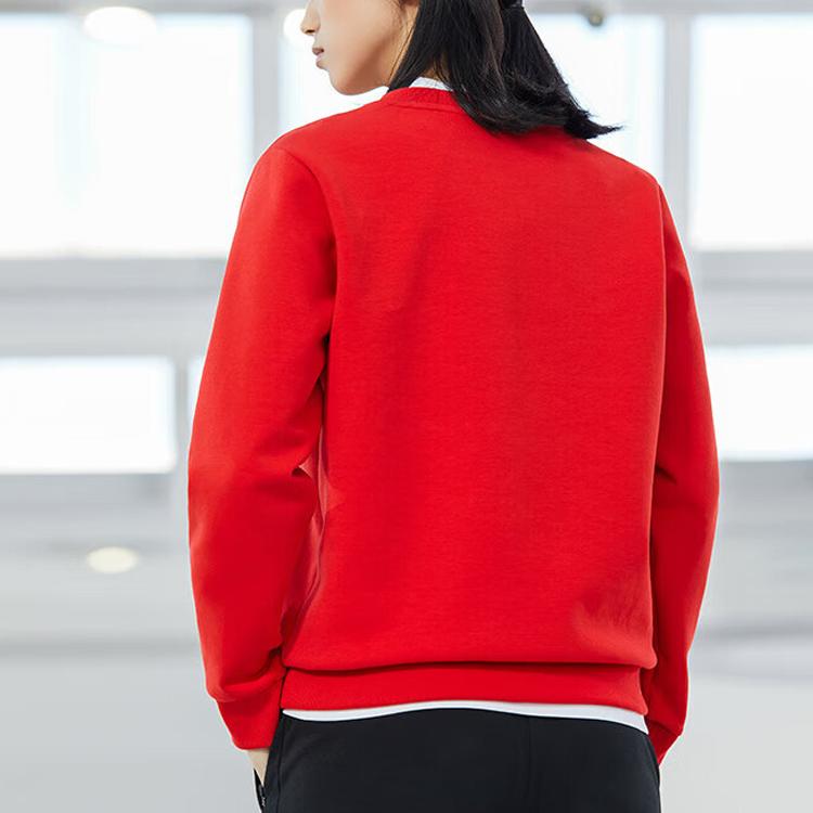 Anta Training Series Solid Color Text Logo Print Round Neck Casual Sweatshirt Women sweatshirt Classic-Red 162217752-2