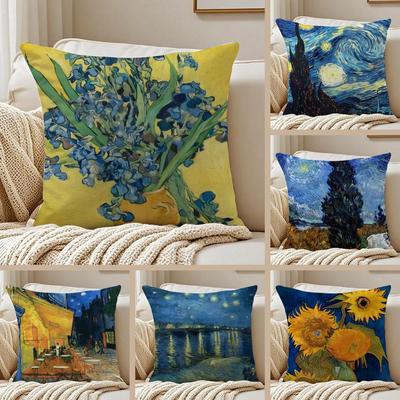 Post Impressionism VVincent Willem Van Gogh Cushion Cover Pillowcase Antidustmite Invisible Zipper Short Plush Sofa Cushion