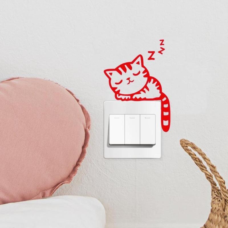 1pcs Cartoon Creative Cat Butterfly Silhouette Bedroom Living Room Light Switch Stickers Decorative Wall Stickers Self-adhesive