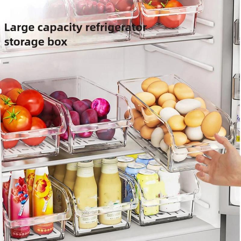 Clear Stackable Fridge Organizer Bpa Free Fresh Keeping For Storing Fruits Veggies Eggs In Kitchen