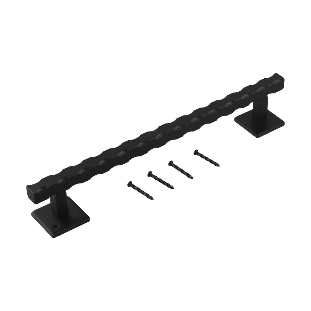 12 Inch Heavy Duty Barn Door Handle Unique Matte Black Rustic Design for Indoor and Outdoor Use Includes Installation Screws