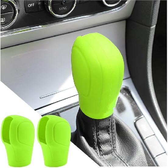 AICEL 2 Pcs Car Gear Shift Knob Cover, Elastic Silicone Car Automatic Shift Protector Cover, Universal Anti-Slip Auto Knob Gear Stick Protector for