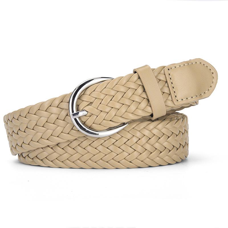 Retro Korean Style Women's Wide Leather Belt - Handmade, Versatile, Buckle-Free Woven Design for Dress & Pants