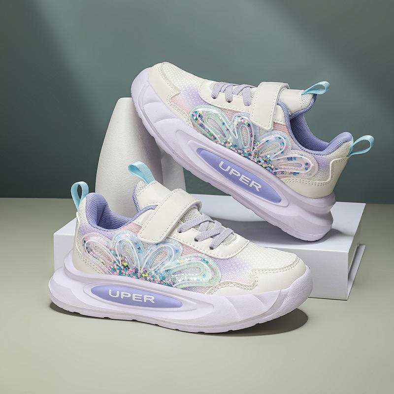Girls' sports shoes Spring and Autumn 2025 new mesh breathable children's dad shoes medium and older children's foreign ultra-light running shoes