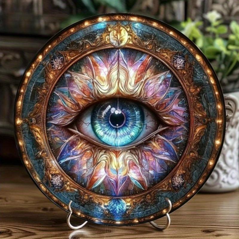 

2d Flat 20*20cm, Vintage Wooden Eye Sign Wall Art Multipurpose in Decorative Plaque for Home, Kitchen, Garden, Bedroom, Bar, Bathroom 20x20cm