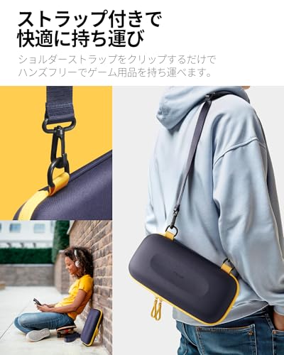 Spigen Switch 2 (2025) Carrying Pouch with 5 Pockets, Holds 6 Game Cards, and Shoulder Strap, NanoPop Pro Case (AGP09565) (Blueberry Navy)