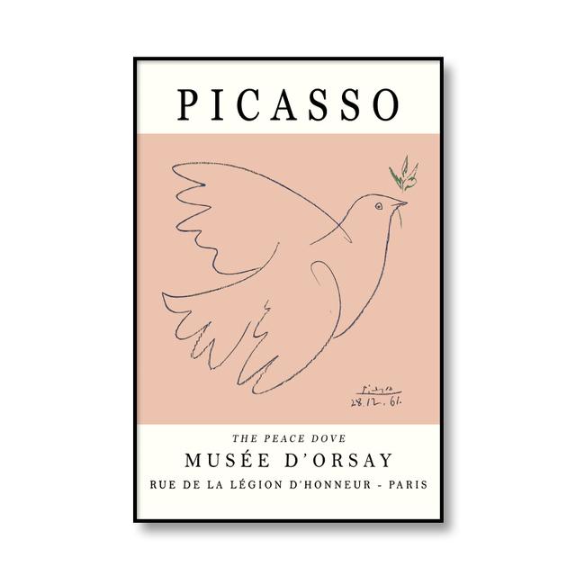 Picasso The Peace Dove Linjeteckning Klassisk konstaffisch och tryck Canvasmålning Väggbilder för vardagsrum Modern heminredning