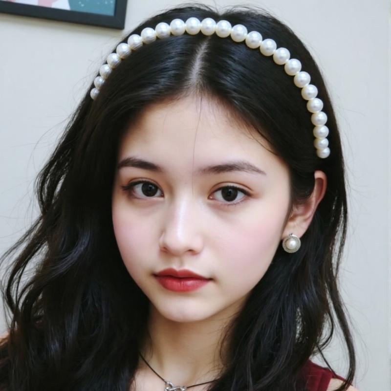 Korean Styles Acrylic Rhinestones Hairband With Faux Pearls Decoration Secure Grip Lightweight For Prom Event