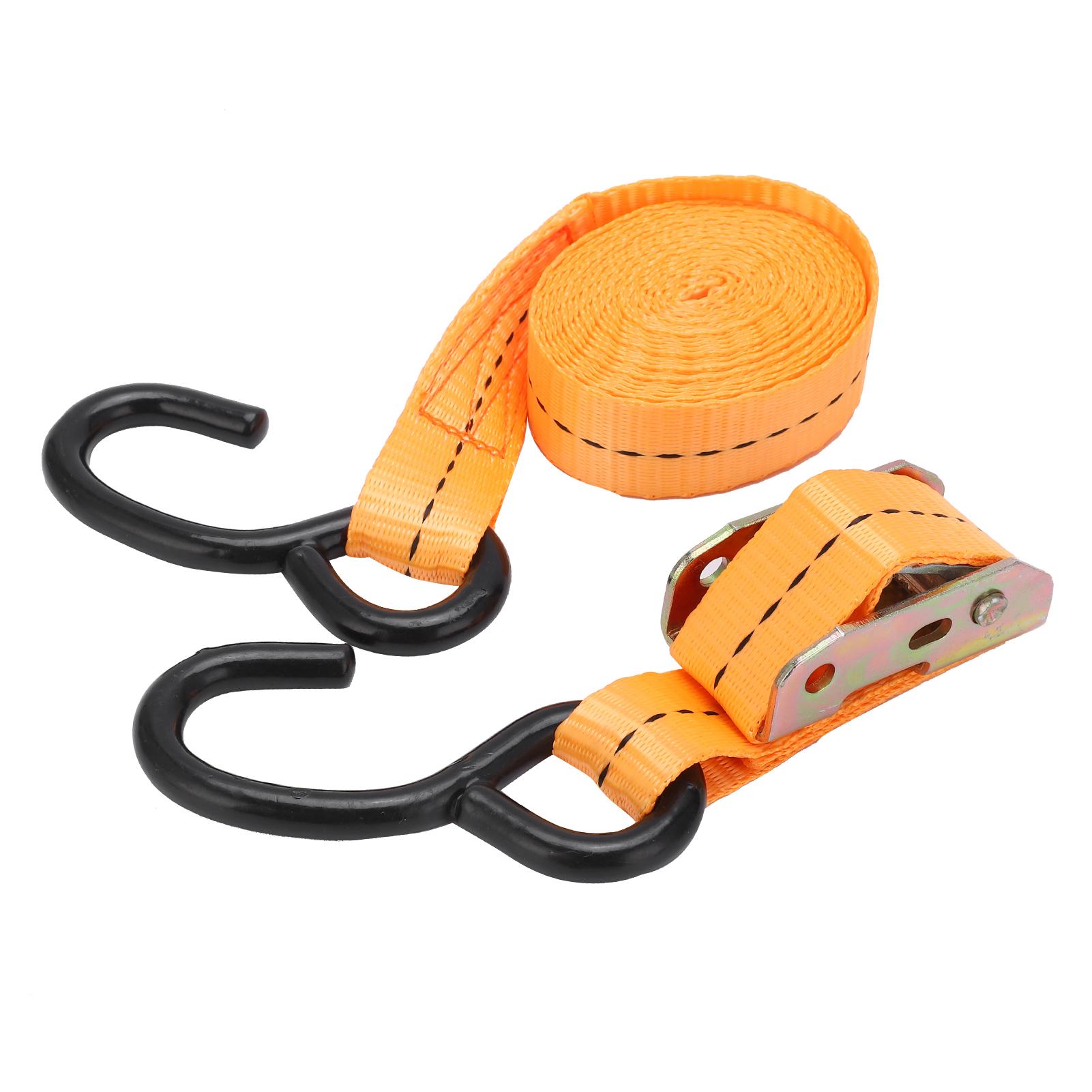 

2Pcs TieDown Ratchet Strap with SHook for Cargo Binding Polyester Fabrics Binding Strap(3m 9.8ft )