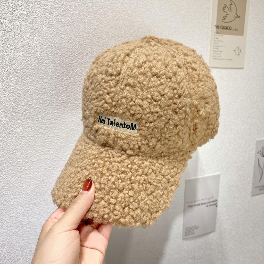 Winter Letter Embroidered Plush Warm Baseball Cap for Women's Winter Fashion Couple Duck Tongue Hat