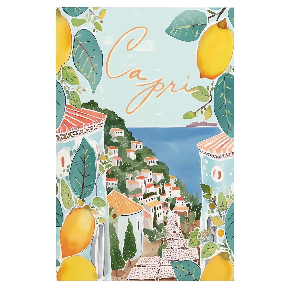 La Dolce Vita Lemon Posters and Prints Retro Spritz Canvas Painting Santorini Italy Travel Wall Art Poster Living Room Decor