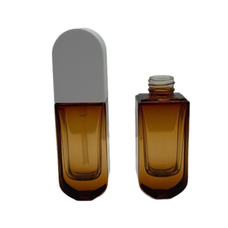 30ml Oval Foundation Bottle with Round Arc Cap and Lotion Press Dispenser for Serum and BB Cream.