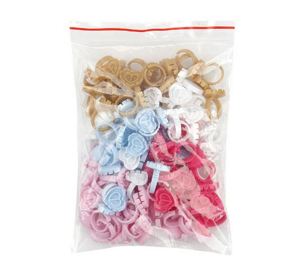 Heart-Shaped Eyelash Glue Ring Cups, 100-Pack - Eyelash Grafting & Embroidery Tools