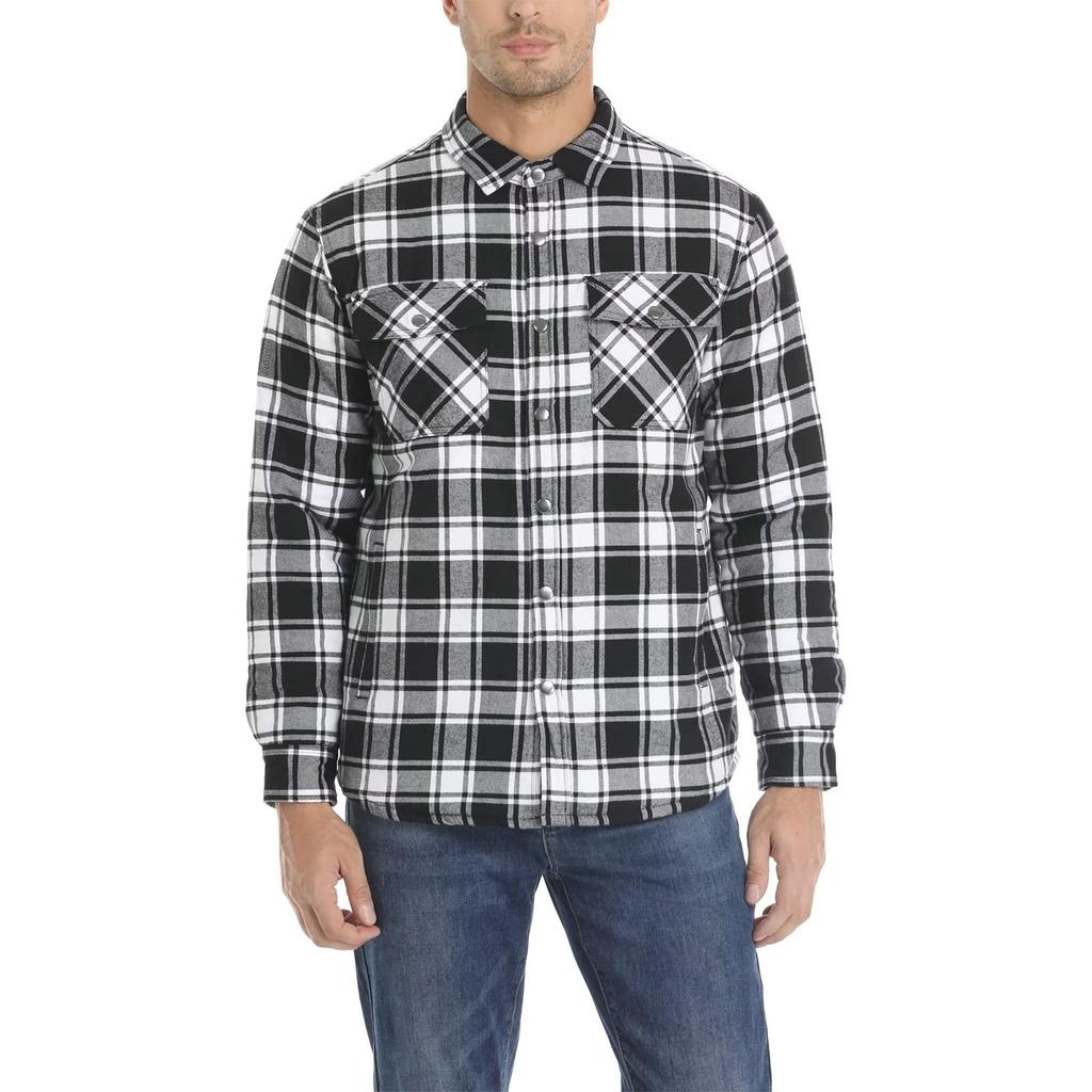 Herren Herbst/Winter Langarm Revers Plaid H Verdickte Hemdjacke