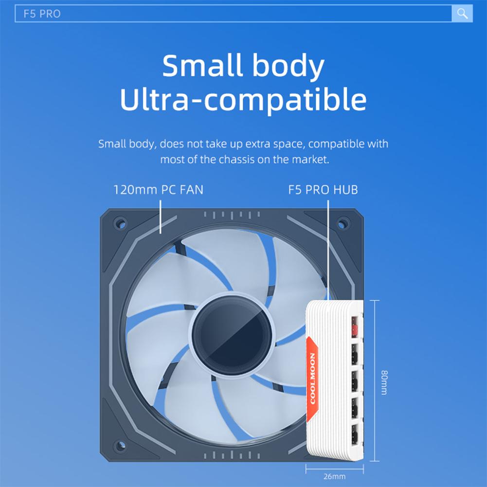 1 To 5 Temperature Controller DC 12V ARGB Controller Splitter Self-Adhesive CPU Fan Splitter for PC Accessories