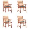 Outdoor Dining Chairs Set of 4 and Cushions Solid Acacia