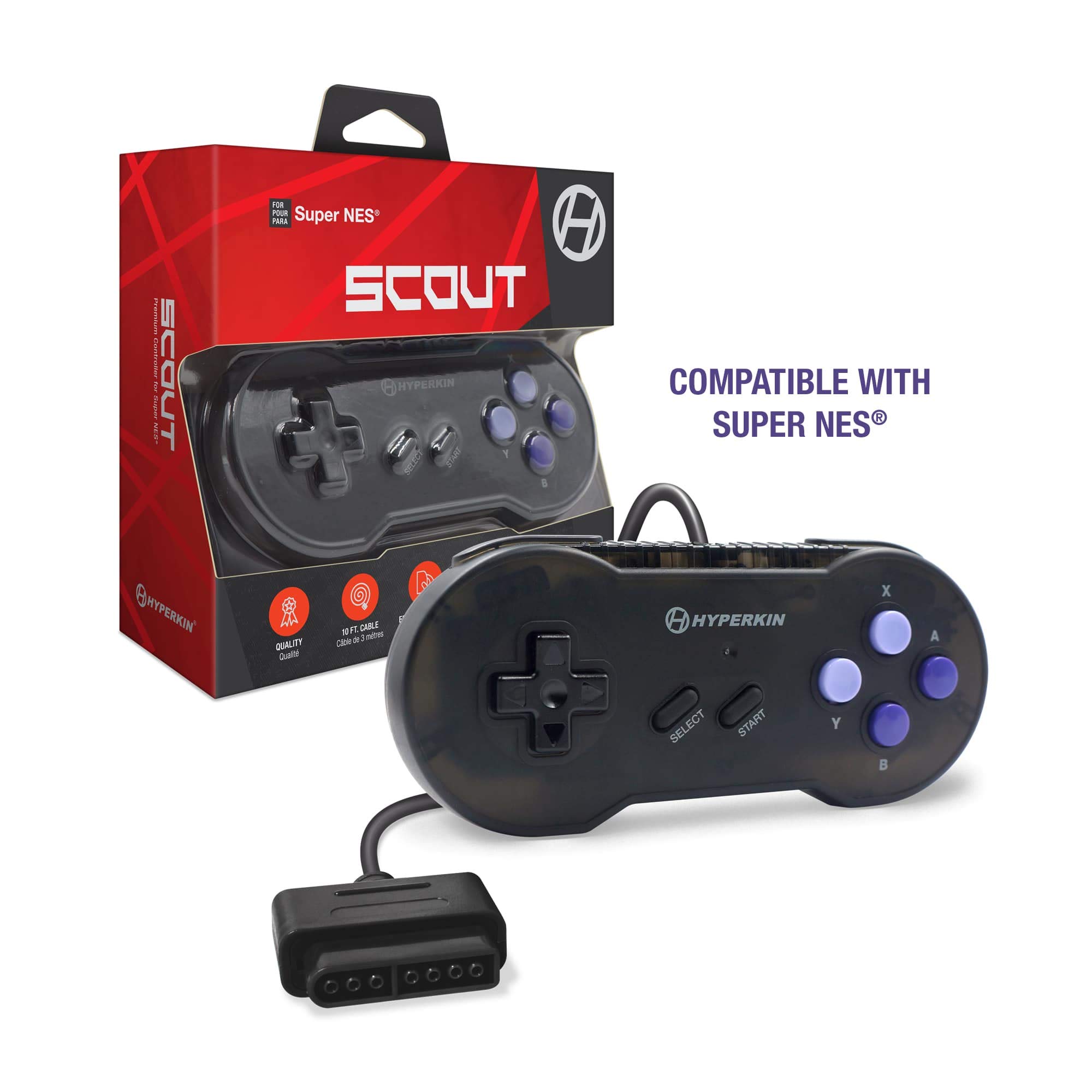 

Hyperkin Scout Premium Controller SNES®/SFC® Controller Black | Specially Built & Comfortable Retro Pad