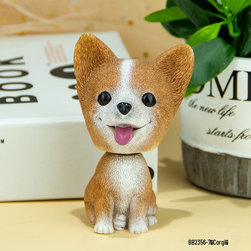 

Adorable Pet Dog Head-Shaking Ornament - Cute Desktop or Car Figurine, Perfect Gift for Girls