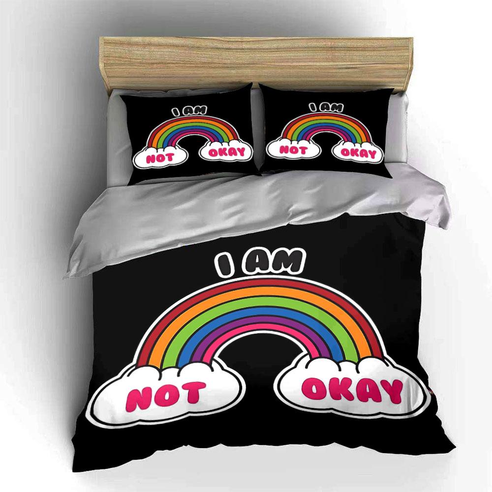 Rainbow Motivational Decor 3-Piece Set Soft Comfortable Duvet Cover Bedding Set Included 1*Duvet Cover & 2*Pillowcases, Gift