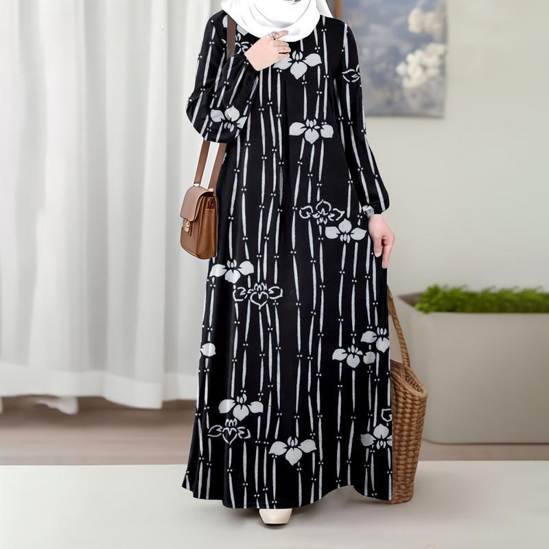 Women's Long Skirt, 3D Floral Print, Full Body Skirt, Soft and Comfortable, Loose and Elegant, Suitable for Muslim Clothing