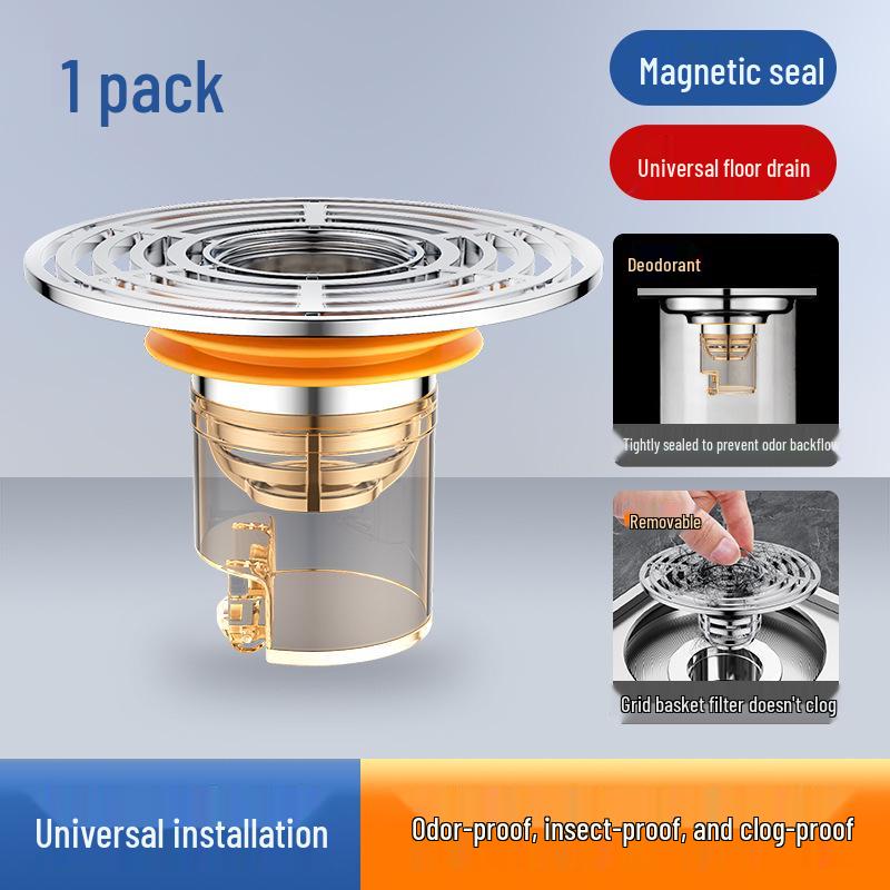 Bathroom Deodorizing Anti-Odor Floor Drain Cover - Copper Core, Insect-Proof, Sewer Safe.