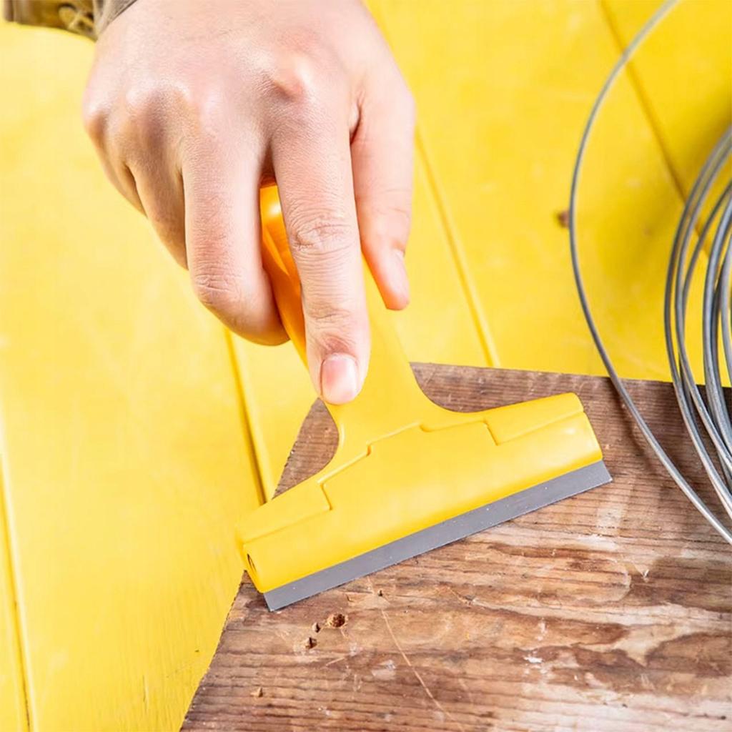 Scraper for removing stickers and adhesive labels, yellow, 16.5 cm