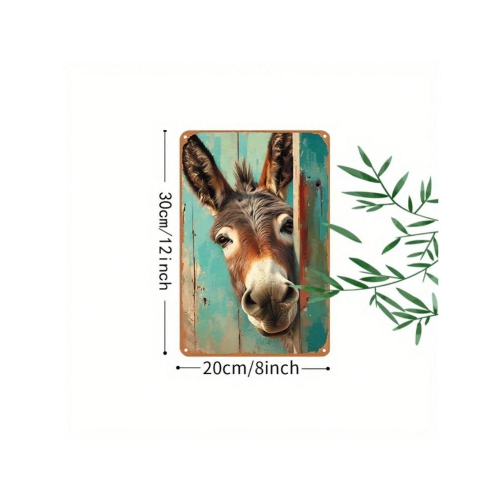Vintage Donkey Metal Wall Art Retro Tin Sign Cafe Decor