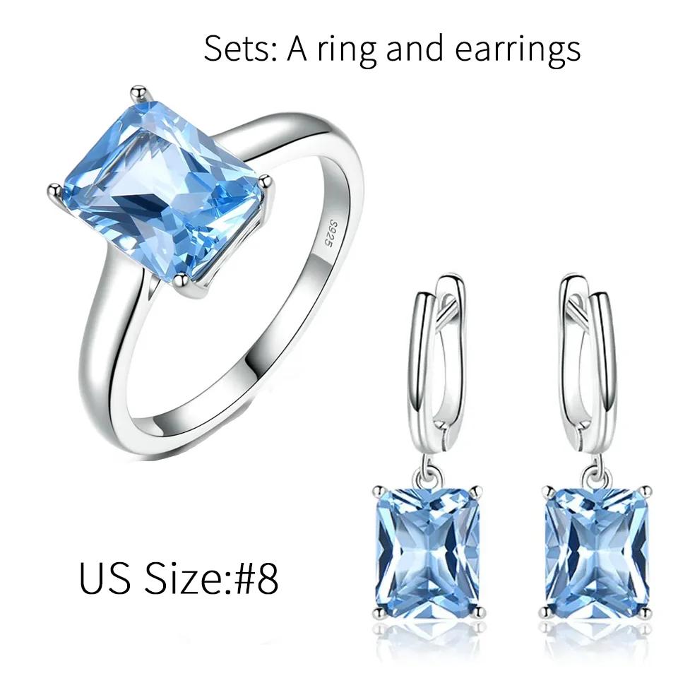 925 Sterling Silver Jewelry Sets for Women Gemstone Simple Emerald Ring Drop  Earrings Women Wedding Party Fashion Jewelry Gift