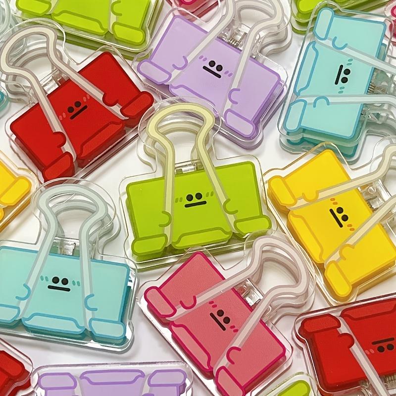 Mohamm 4pcs Pack Multicolor Cute Face Acrylic Binder Clip Planner Clips Paper Clamp Office Decorative Supplies School Stationery
