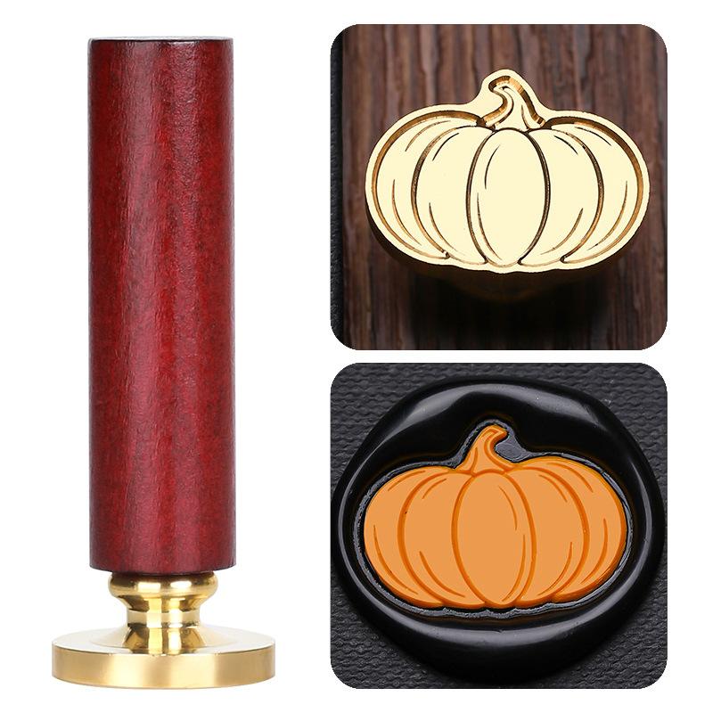 Halloween Seal Cylindrical Red Handle (handle + Brass Seal Head) Fire Lacquer Seal Set Handle Copper Head