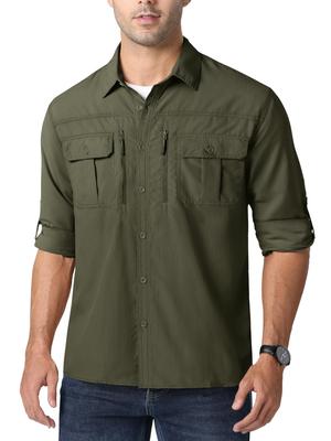 Outdoor Military Work Long Insect Repellent Tactical Survival Game Short Army Green L [MAGCOMSEN] Shirt, Men's Shirt, Outerwear, Clothes, Sleeve,