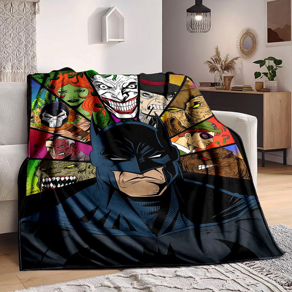 1pc Batman Flannel Throw Blanket Lightweight Soft Warm All Season Blanket for Sofa, Bed, Travel, Camping L1024184