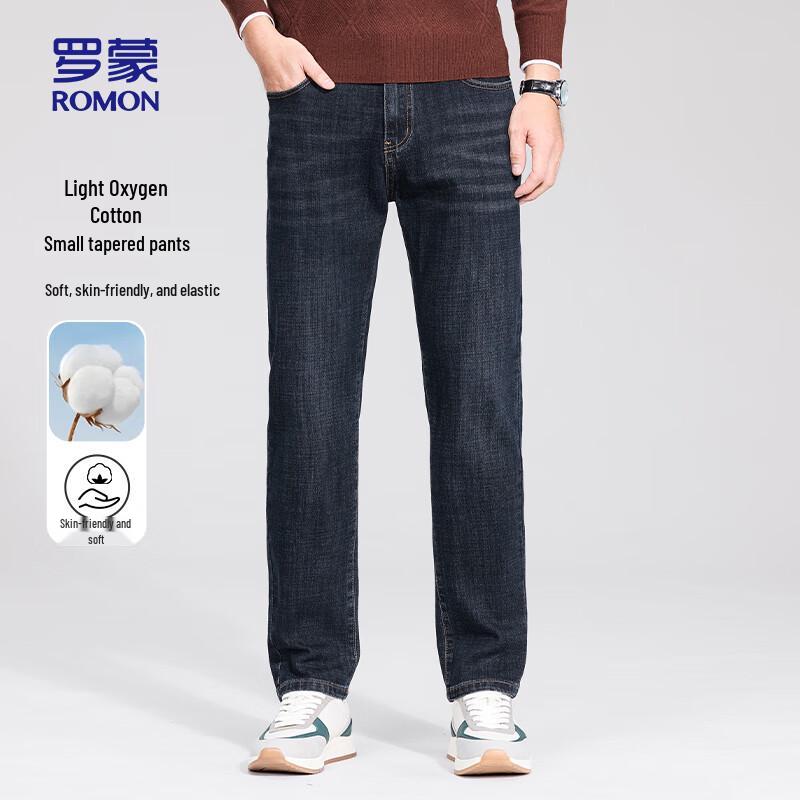 

ROMON Men s Thickened Straight-Leg Jeans 36