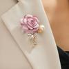 Rose Cloth Flowers Corsage Imitation Pearl Crystal Brooch Lady Fashion Suit Lapel Pin Casual Party Accessories Gifts