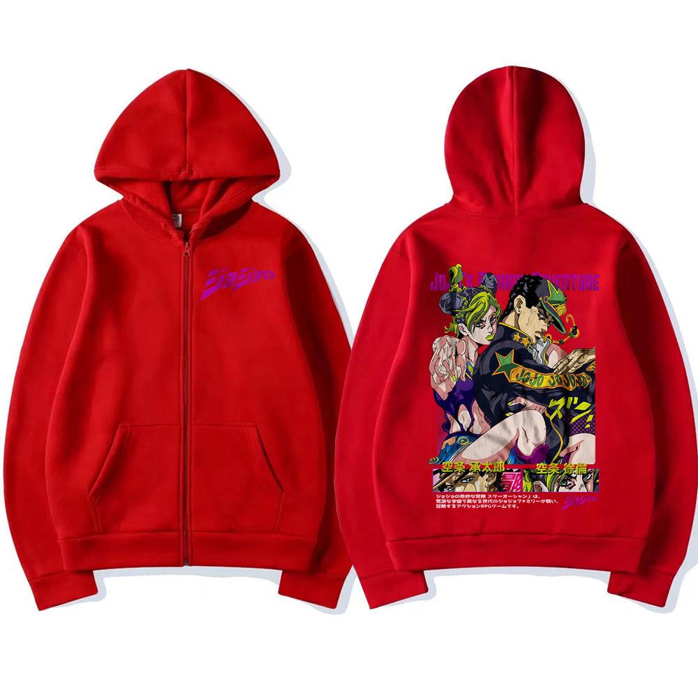 Anime Jojo Bizarre Adventure Zipper Hoodies Kujo Jotaro Kujo Jolyne Manga Zip Up Sweatshirts Men Women Fashion Casual Pullovers