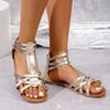 Fashion Summer Women's Roman Sandals Flat Heel Wrap Rear Zipper Open Toes Women Sandalias Outdoor Beach Anti-slip Zapatillas De Mujer
