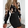 Autumn V-neck Solid Color Hip Hugging Long Sleeved Mid Length Shirt Dress for Women Evening Dresses