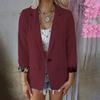 BITCED Women's Vintage Casual Solid Color Print Autumn Winter Long Sleeve POLO Neck Jackets & Coats