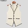 INCERUN Men Notched Lapel Sleeveless Irregular Stitching Casual Thin Vest Waistcoat