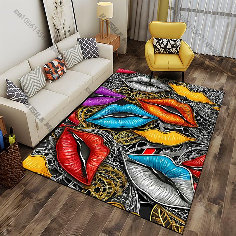 Colorful lips artistic collage carpet Yoga living room room decor children's crawling mat doormat area rug games mat