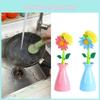Long Flower Handle Pan Brush Storage Bottle Cleaner Creativity Decoration Tool