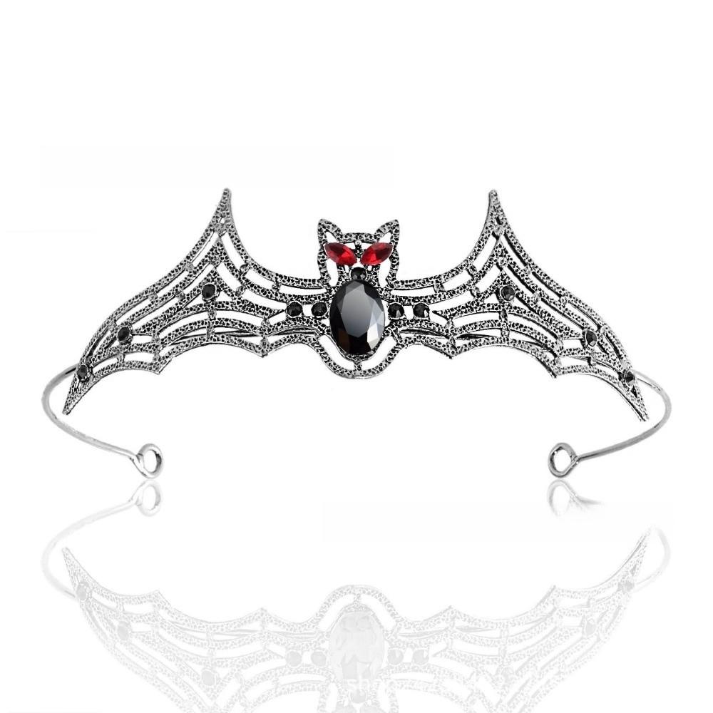 Sparkling Halloween Bat Hairband Metal Halloween Tiara Retro Rhinestone Crowns  Party