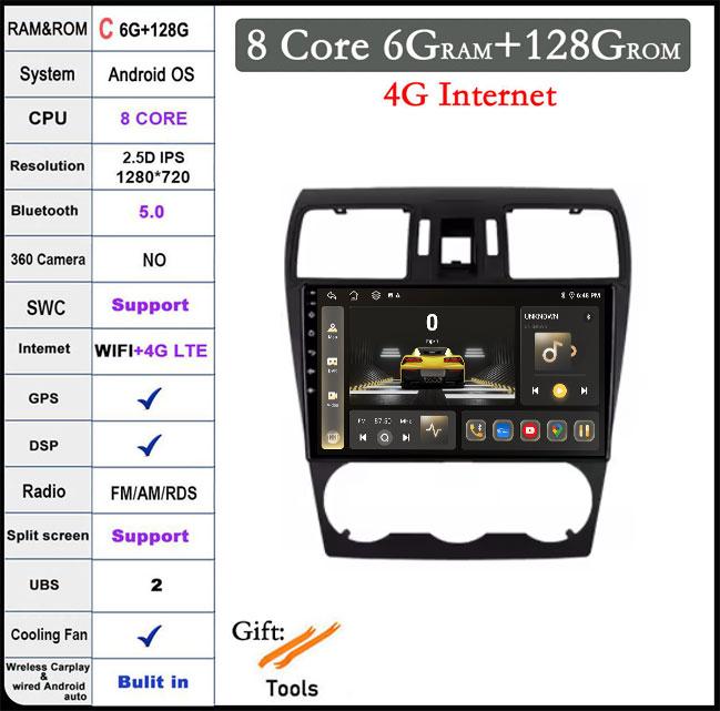 9 Inch For Subaru Forester 4 SJ XV WRX 2012-2015 DSP Android 14 Car Radio Multimedia Video Player Navigation Stereo GPS Monitor