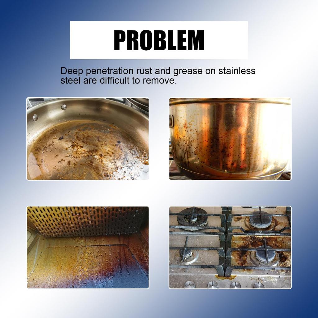 Creme de Limpeza em Aço Inoxidável Limpador de Manchas Sujeira para Utensílios de Cozinha Limpeza de Panelas Fundo de Panela Remoção de Ferrugem Pasta de Limpeza para Utensílios de Cozinha