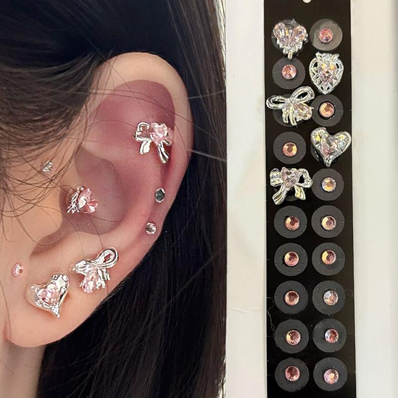 20 Patches Butterfly Flower Shape Crystal Ear Seed Acupuncture Auricular Disposable Ear Stickers Massage Therapy Needle Patch