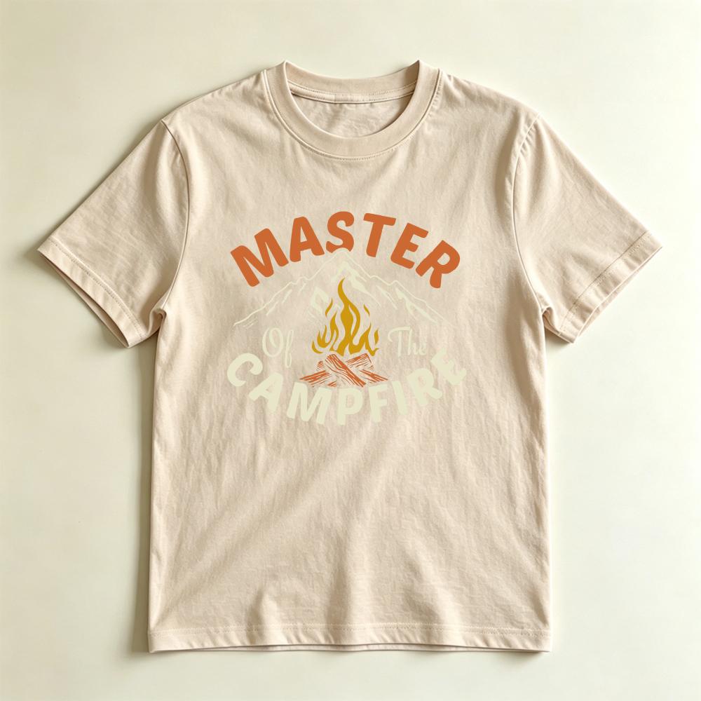 Master Of The Campfire Funny Camping Casual Graphic TShirt Humorous Outdoor Adventure Casual Shirt Unisex Unisex Cotton Tshirt